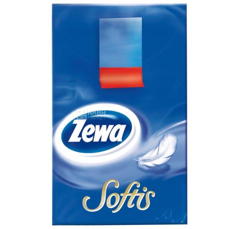 Zewa, 5 pcs., 21x21 cm, handkerchiefs, Four-ply, Softis Pocket, m / s