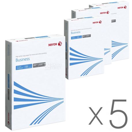 Xerox Business, Упаковка 5 шт. х 500 л, Папір А4, Клас B, 80г/м2