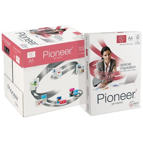 Pioneer, Упаковка 5 шт Х 500 л, Бумага А4, класс А, 80г/м2