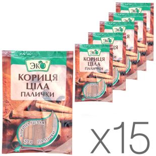 Еко, Упаковка 15 шт х 20 г, Кориця, Ціла, Палички
