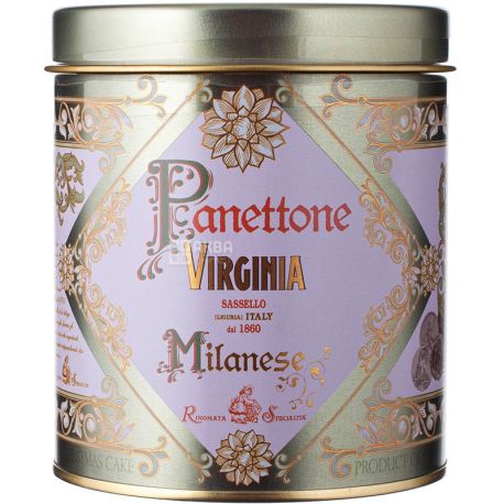 Amaretti Virginia, Panettone Milanese, 100 г, Панетоне з цукатами, різдвяний, ж/б