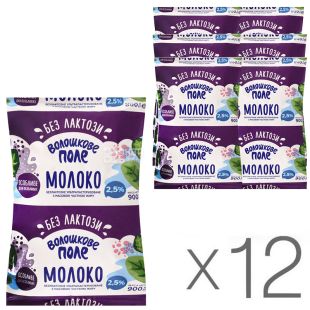 Волошкове поле, Упаковка 12 шт х 900 мл, Молоко безлактозное, ультрапастеризованное, 2,5%