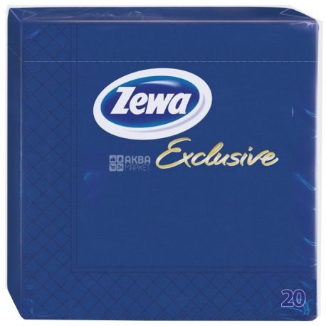 Zewa, 20 pcs., 33 × 33 cm, napkins, Three-ply, Exclusive, Blue, m / y