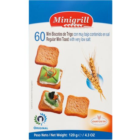 Diatosta, Minigrill, 120 г, Тосты пшеничные, с низким содержанием соли