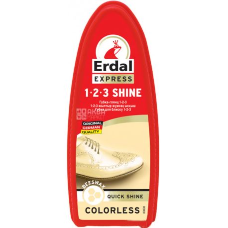 Erdal express, Губка-блеск для обуви, для гладкой кожи, бесцветная