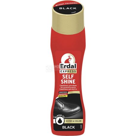 Erdal Packshot Self Shine Black, 75 мл, Крем-лосьон для изделий из кожи, для обуви, черный