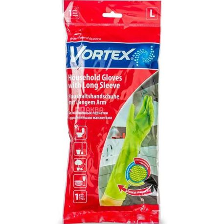 Vortex, 1 пара, Перчатки хозяйственные, с удлиненными манжетами, размер L