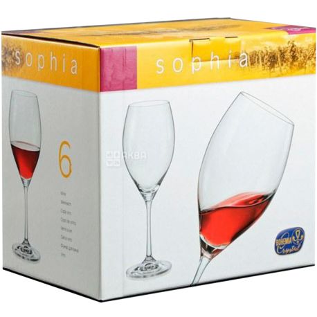 Bohemia Sophia, 390 мл х 6 шт, Богемия, Набор бокалов, для вина, стекло