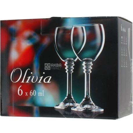 Bohemia Claudia, 60 ml x 6 pcs, Set of shot glasses, glass, transparent