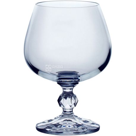 Bohemia Claudia, 250 ml х 6 pcs, Set of glasses, for cognac, glass, transparent