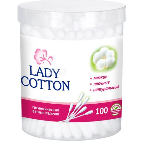 Lady Cotton, 100 шт., Ватные палочки гигиенические