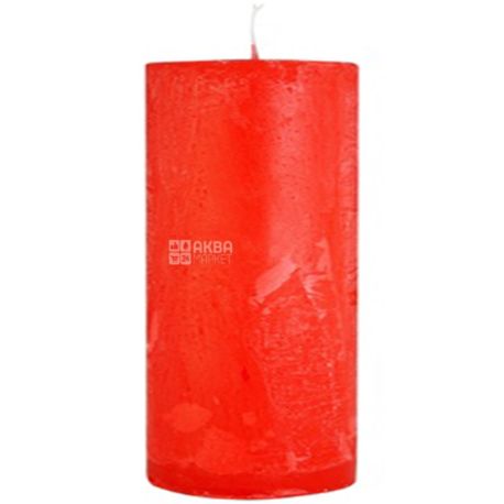 Pragnis, Candle Rustic, cylinder, paraffin, red, 7x13 cm