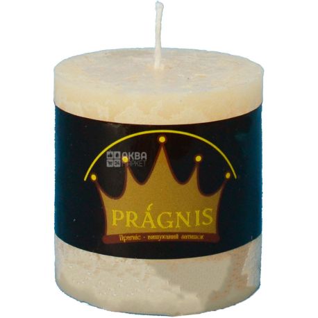 Pragnis, Candle Rustic, cylinder, paraffin, beige, 7x9 cm