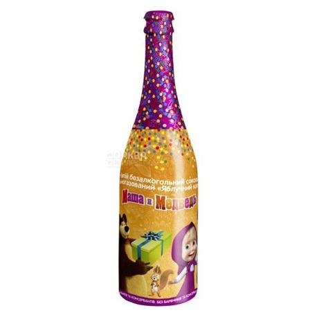 Masha and the Bear, 0.75 liters, baby champagne, apple-flavored