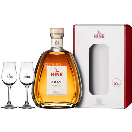 Hine, Rare VSOP, 0,7 л, Коньяк + 2 бокала, подарочная упаковка