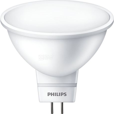 Philips, LED Spot, Лампа светодиодная, 5-50 W, цоколь GU5,3, 2700 К, теплый свет, 220 V, 400 Lm