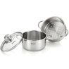 Fissman, Bambino, 1.1 L, Stainless Steel Casserole with Steamer Insert and Glass Lid