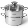 Fissman, Bambino, 1.1 L, Stainless Steel Casserole with Steamer Insert and Glass Lid