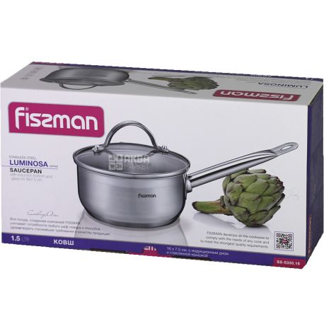 Fissman, Luminosa, 1,5 л, Ковш индукционный, со стеклянной крышкой, 16 см