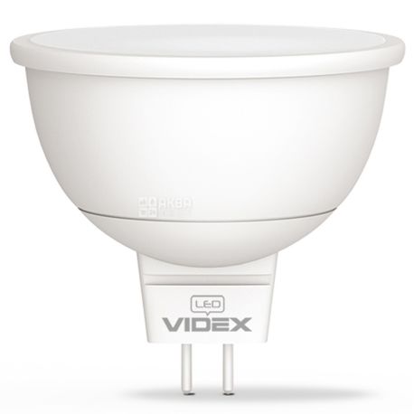 VIDEX LED GU5.3, Лампа світлодіодна, цоколь GU5.3, 6W, 4100K, 12V, біле світіння, 540 Lm