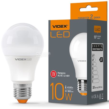 VIDEX LED A60e, Лампа светодиодная, цоколь E27, 9W, 4100K, 220V, белое свечение, 900 Lm