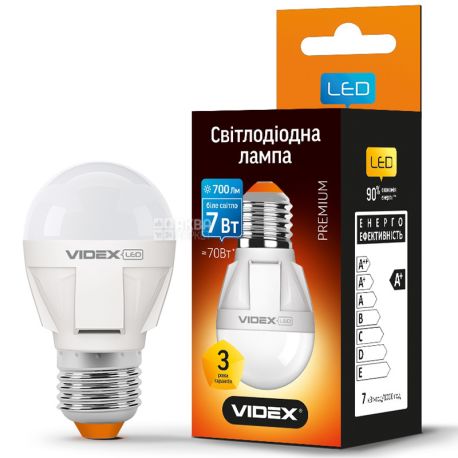 VIDEX LED G45, Лампа светодиодная, цоколь E27, 7W, 4100K, 220V, нейтральное белое свечение, 700 Lm