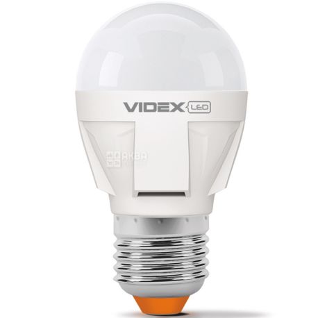 VIDEX LED G45, Лампа світлодіодна, цоколь E27, 7W, 3000K, 220V, тепле світіння, 610 Lm