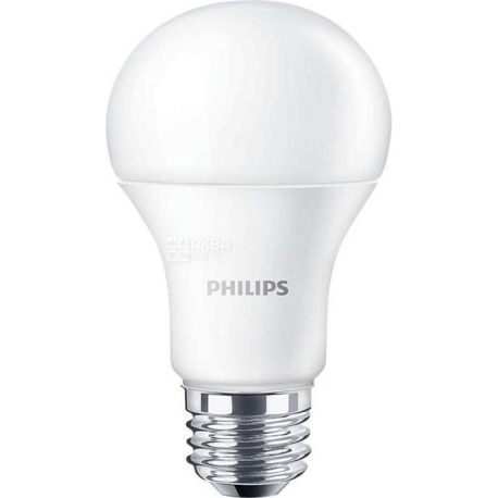 Philips, LED Bulb, Лампа светодиодная, цоколь E27, 5W, 3000К, 230V, теплое белое свечение, 470 Lm