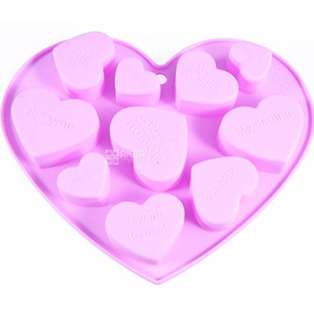 Fissman, 17.8x14x1.5 cm, Chocolate and ice mold Hearts, 10 slots