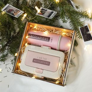 Jooki, Ecosapiens, Эконабор Джуки Ланчбокс, 950 мл и термос, 500 мл, розовый