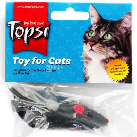 Topsi, Игрушка для животных, мышь, для котов, серая 