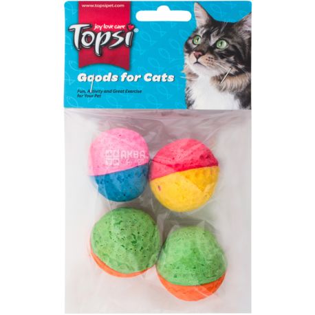 Topsi, 4 pcs., Toy for animals, sponge balls, for cats