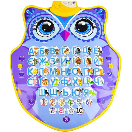 Land of toys, Interactive musical toy, Educational poster Clever owlet - Ukrainian alphabet, children from 3 years old