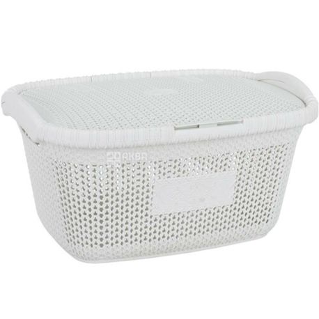 Violet House White, 28 L, Laundry basket, with lid, white