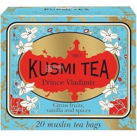 Kusmi Tea, 20 пак. х 2,2 г, Чай чорний Князь Володимир