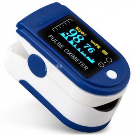 Пульсоксиметр S6 для вимірювання кисню в крові та пульсу, в комплекті з батарейками, синій