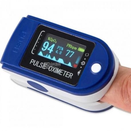 Пульсоксиметр S6 для измерения кислорода в крови и пульса, в комплекте с батарейками, синий