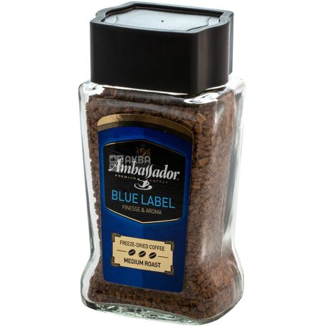 Ambassador Blue Label, 95г, Кофе растворимый, средней обжарки