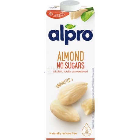Alpro Almond Unsweetened Unroasted, 1 л, Алпро, Молоко з несмаженого мигдалю, без цукру
