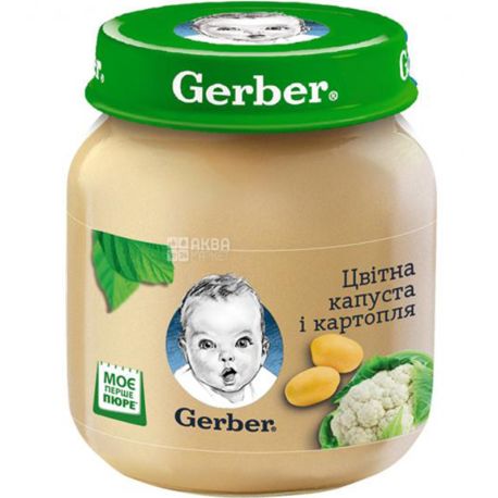 Gerber, 130 г, Пюре, C цвітною капустою і картоплею