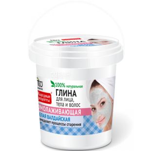Fito Косметик, 155 мл, Белая валдайская глина для лица, тела и волос омолаживающая 
