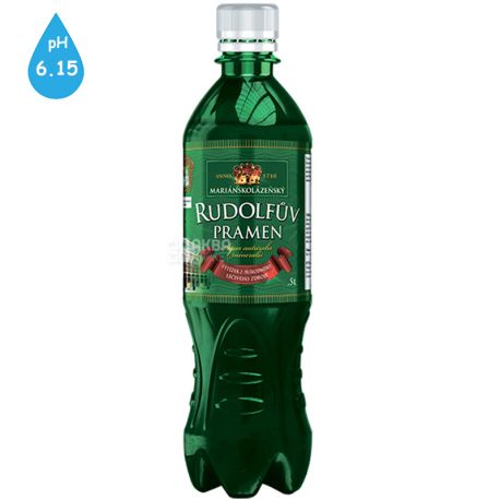 Rudolfuv Pramen, 0.5 L, Mineral water, medicinal, carbonated