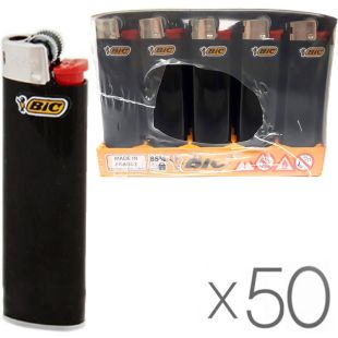 Bic J3 slim, Упаковка 50 шт., Запальничка кремнієва, пластик, чорна
