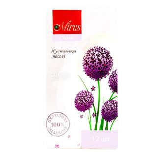 Mirus Classic, 12 шт., Платочки бумажные Мирус, двухслойные