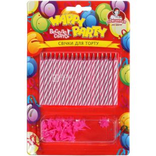 Помощница, Happy Party, Свечки для торта, Веселый праздник, 18 шт.