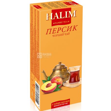 Halim, 25 пак. х 1,5 г, Чай черный цейлонский, с ароматом персика