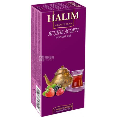 Halim, 25 пак., х 1,5 г, Чай черный с ягодами, с ароматом лесных ягод