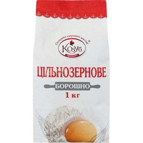 Козуб,1 кг, Мука пшеничная, цельнозерновая, органическая