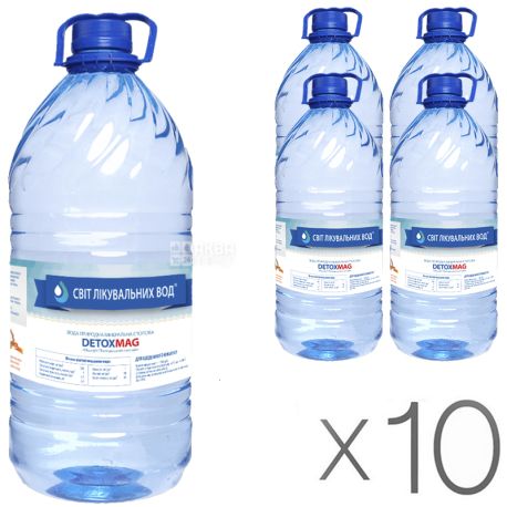 DetoxMag, Упаковка 10 шт. х 5 л, Вода минеральная столовая, негазированная, ПЭТ
