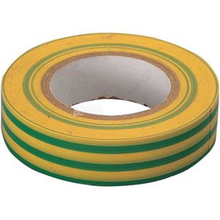 Lemanso, LMA006, Лемансо, Изолента, Станадрт, желтая с зелеными полосками, 10 м х 19 мм